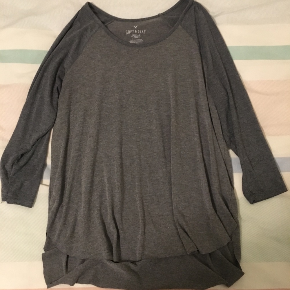 American Eagle Long Sleeve Soft & Sexy Grey Tee